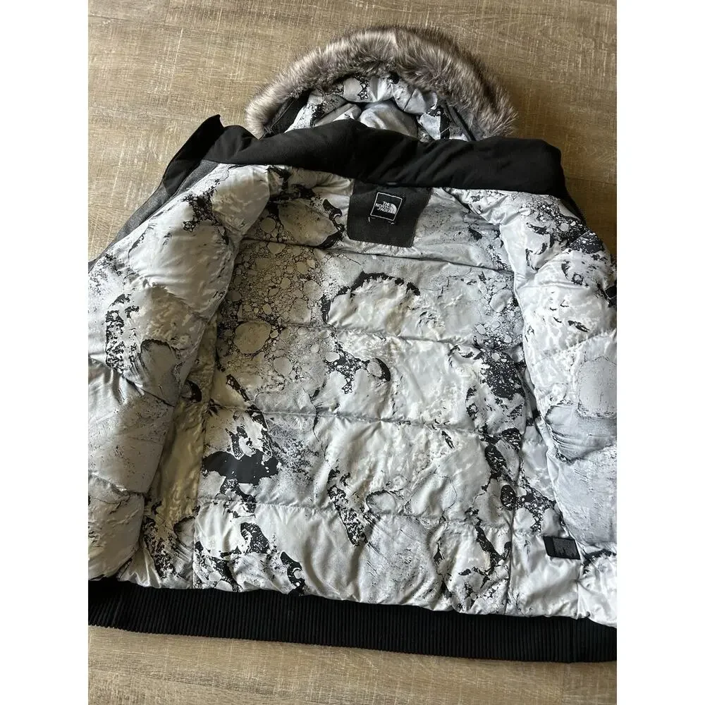 The North Face HyVent Goose Down Parka Mens XL Gray Hooded Fur Trim Coat